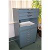Image 1 : Two Ikea brand "Alex" six drawer storage cabinets, blue gray colour, one on castors, note: top cabin