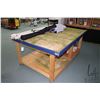 Image 1 : Handmade wooden wargaming table with undershelf, on castors, fitted with WWII trench terrain, 31" H 