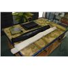 Image 2 : Handmade wooden wargaming table with undershelf, on castors, fitted with WWII trench terrain, 31" H 