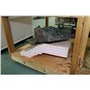 Image 8 : Handmade wooden wargaming table with undershelf, on castors, fitted with WWII trench terrain, 31" H 