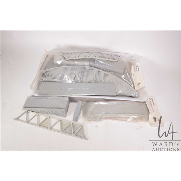 Selection of JR Miniatures 15mm building components, appears to be bridge ruins and outdoor terrain