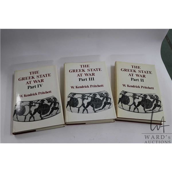 Three hardcover volumes "The Greek State of War" by W. Kendrick Pritchett including Part II, Part II