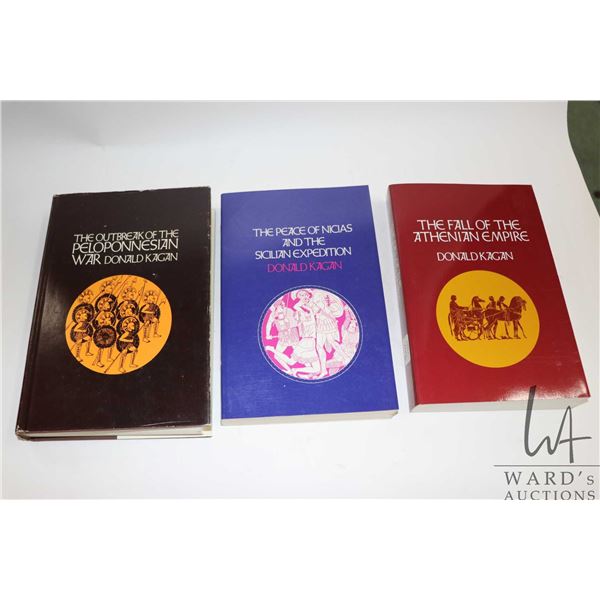Three books by Donald Kagan including hardcover "The Outbreak of the Peloponnesian War" and softcove