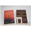 Image 1 : Two softcover books including "Empires and Barbarians: Migration Development and Birth of Europe" by