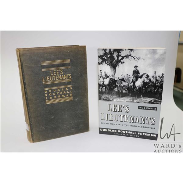 Hardcover book "Lee's Lieutenants: A Study in Command" by Douglas Southall Freeman and softcover "Le