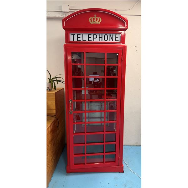 Red British-Style Telephone Booth For Privacy 33" x 34" x 94"H