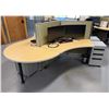 Image 1 : Desk Ensemble, 3-Person Workstation Cluster w/ File Cabinets