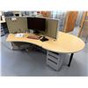 Image 3 : Desk Ensemble, 3-Person Workstation Cluster w/ File Cabinets