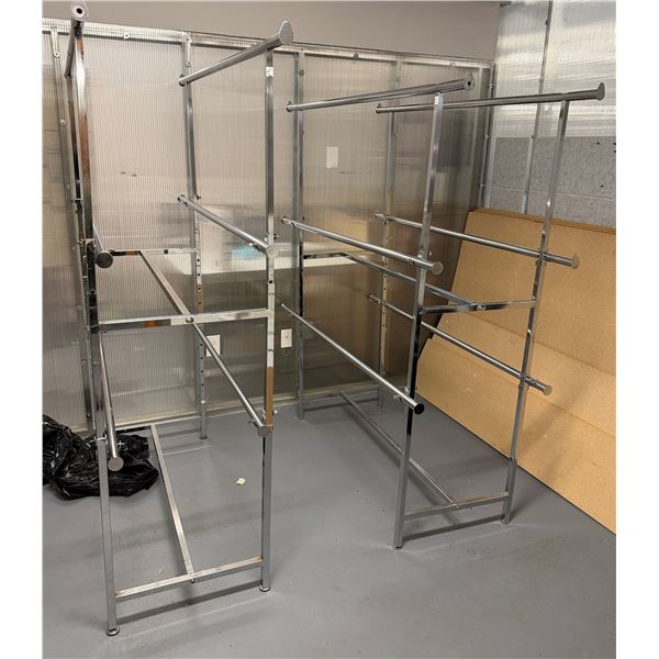 Qty 2 Chrome Clothing Racks 49" x 22" x 74"H