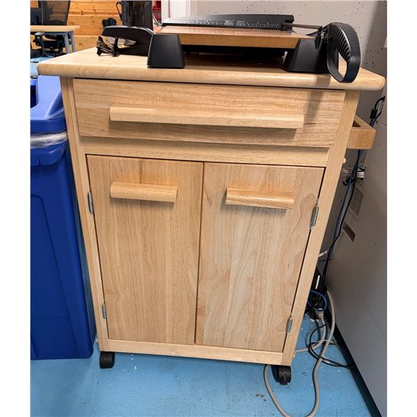 Wooden Printer Stand w/ Drawer & Cabinet 25" x 18" x 34"H (contents not included)