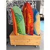 Image 1 : Decorative Surfboard Display in Wooden Planter Box 48" x 19" x 68"H