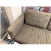 Image 5 : Gray Loveseat Sectional, Brown Sofa  & Large Pentagon-Shaped Ottoman