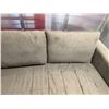 Image 6 : Gray Loveseat Sectional, Brown Sofa  & Large Pentagon-Shaped Ottoman