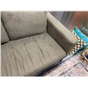 Image 7 : Gray Loveseat Sectional, Brown Sofa  & Large Pentagon-Shaped Ottoman