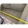 Image 8 : Gray Loveseat Sectional, Brown Sofa  & Large Pentagon-Shaped Ottoman