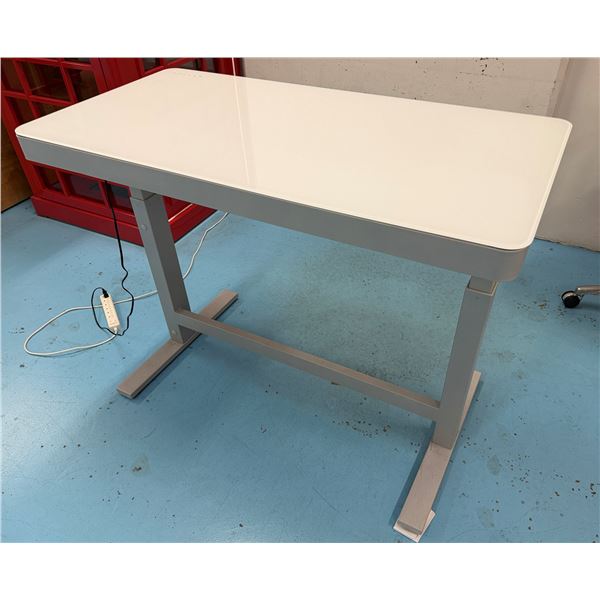 Rectangular Costco Adjustable-Height Desk w/ Glass Top 47" x 24" x 29"H