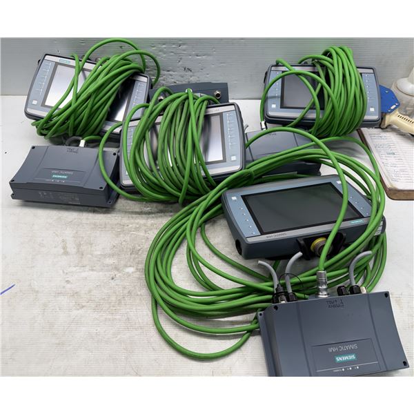 (4) Siemens #6AV2 125-2JB23-0AX0 KTP900F Mobile Teach Pendant w/#6AV2 185-5AE23-0GE0 Connection Box