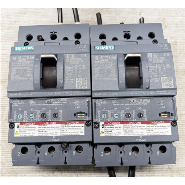 (2) Siemens #3VA6110-6HN31-0AA0 Circuit Breakers