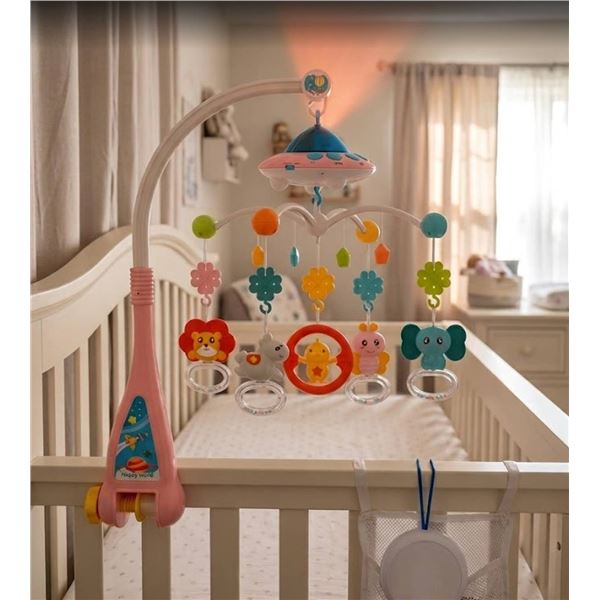 Eners Baby Crib Mobile with Music, Pink