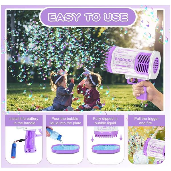 PanKome 69-Hole Rocket Bubble Gun Purple
