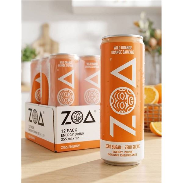 Zoa Wild Orange Energy Drink 12 Pack x 355ml