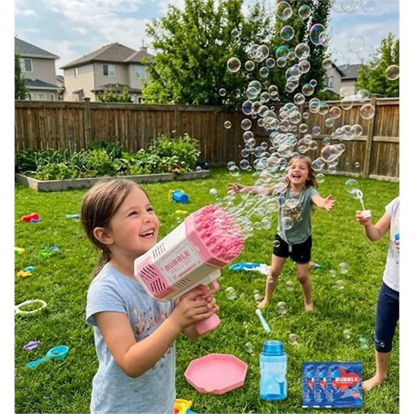 PanKome 69-Hole Rocket Bubble Gun Pink