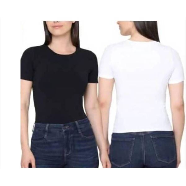 Tahari Ribbed Cotton T-Shirts 2-Pack, Size M