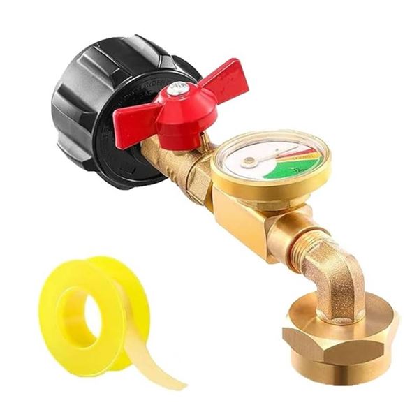 NuPick Universal Propane Tank Gauge Level Indicator, Propane Refill Adapter with Gauge and Control V