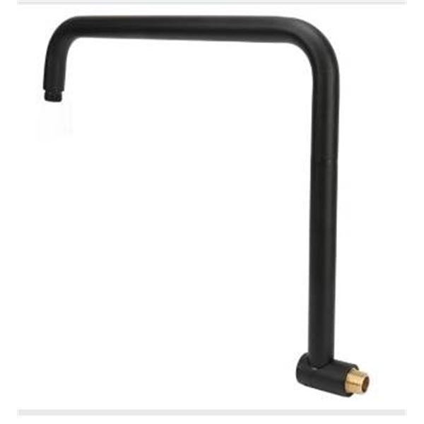 Shower Head Extension with Flange S Shape Rotatable Stainless Steel Arm Black