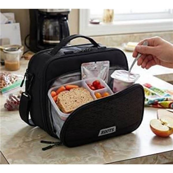 Roots Insulated Black Lunch Bag