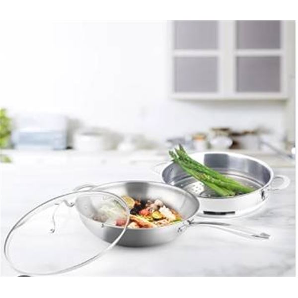 3-Piece Stainless Steel Wok Set