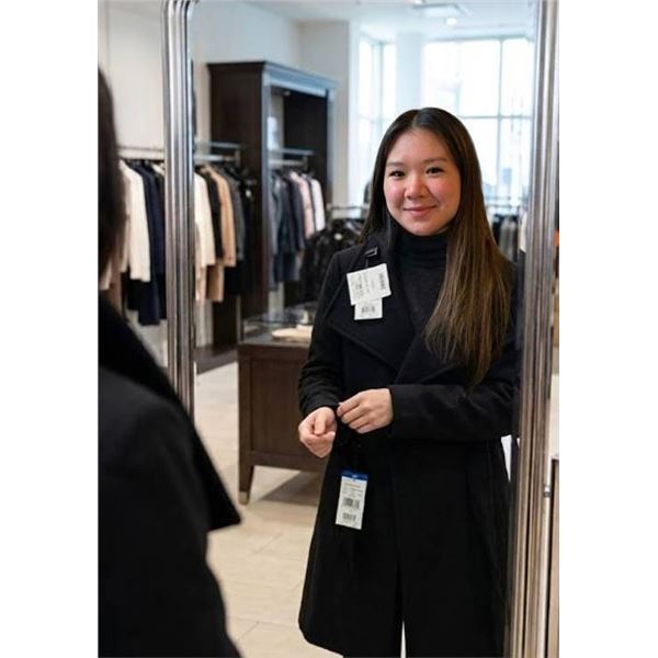 DKNY Women's Dark Gray Coat, Size L/G