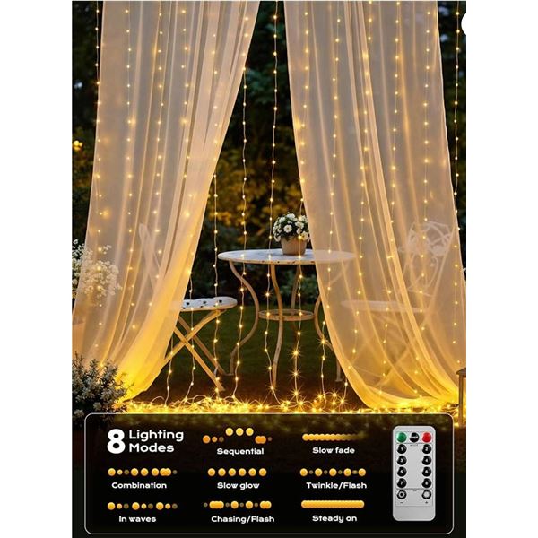 Brightown Curtain String Lights with Remote
