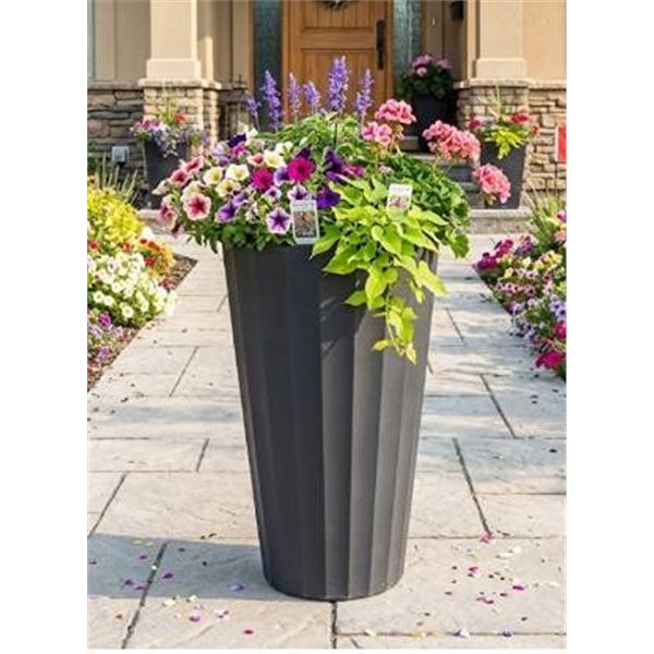 Black Plastic Tapered Planter Pot