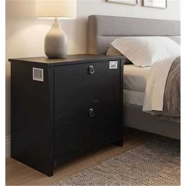 Black Two-Drawer Wood Storage Cabinet