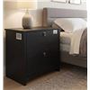 Image 1 : Black Two-Drawer Wood Storage Cabinet