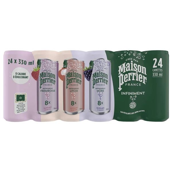 Maison Perrier Flavored Sparkling Water, 24 Cans, 3 flavours