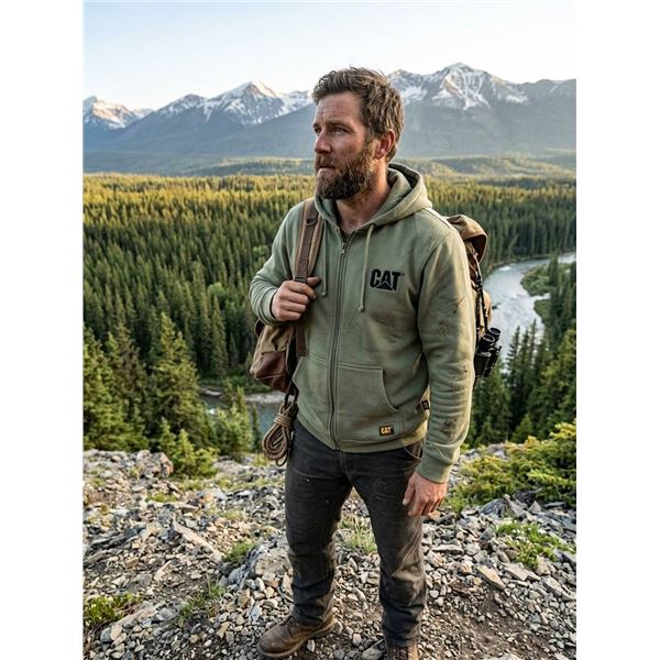 CAT Full-Zip Hoodie, Size Large, Green