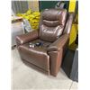 Image 5 : Brown Faux Leather Power Recliner Chair