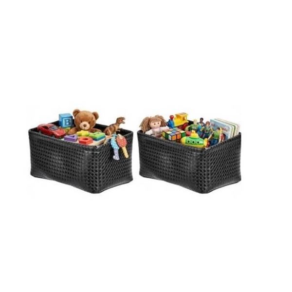 Amazon Basics Metallic Black Storage Bins, 2-Pack