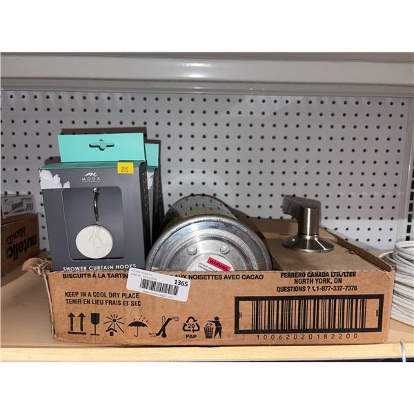 Lot: Shower Hooks, Metal Canister, Disl