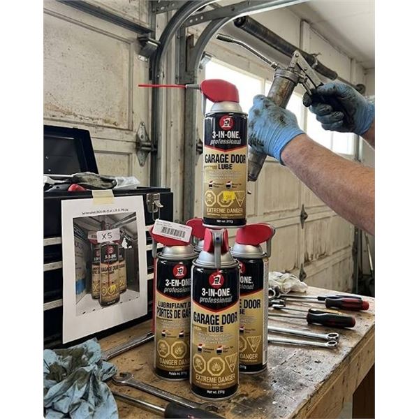 5 Cans 3-IN-ONE Professional Garage Door Lube