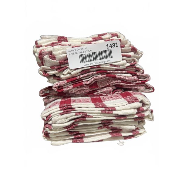 Lot of 8 - Red and White Dish Cloths 14" x 14"