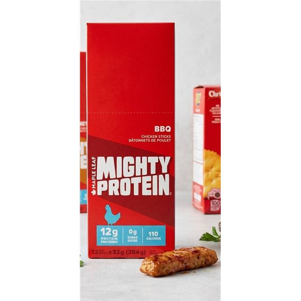 2 Maple Leaf Mighty Protein BBQ Chicken Sticks 384g
