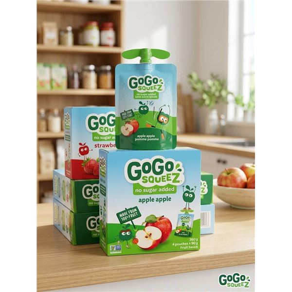 GoGo squeeZ Fruit Sauce 4-Pack Assortment Boxes. 5 boxes of strawberry and 5 boxes of apple