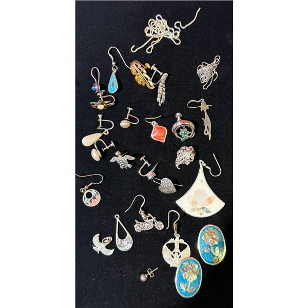 Lot of Broken & Single 925 Sterling Jewelry