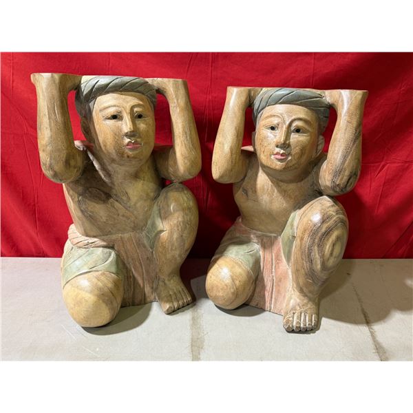 Pair of Asian Hand-Carved Table Bases