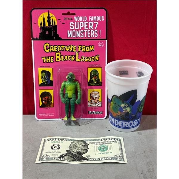 Creature From The Black Lagoon Figure, Collectible Monster Cup, & Creature One Million Play Banknote