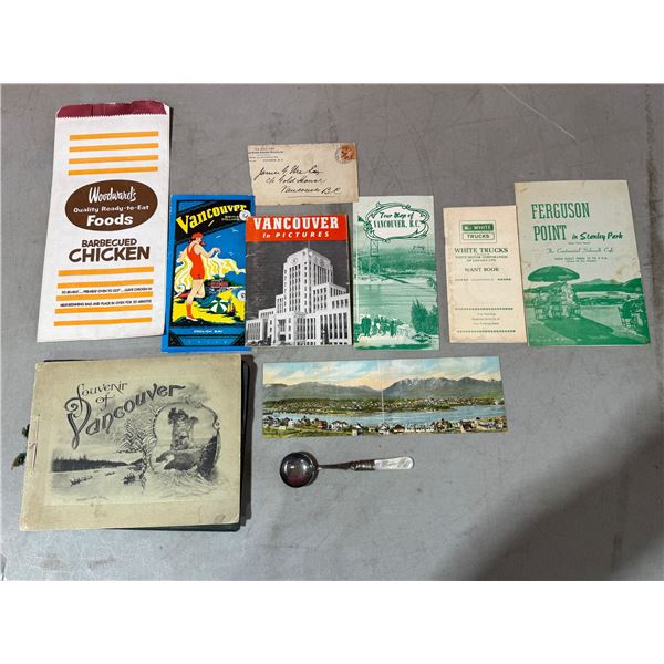 Lot of VTG Vancouver Ephemera w/ Maps, Picture Book, Postcard, & More