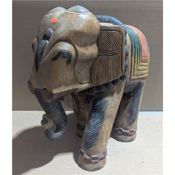 Asian Carved Wooden Elephant Decor